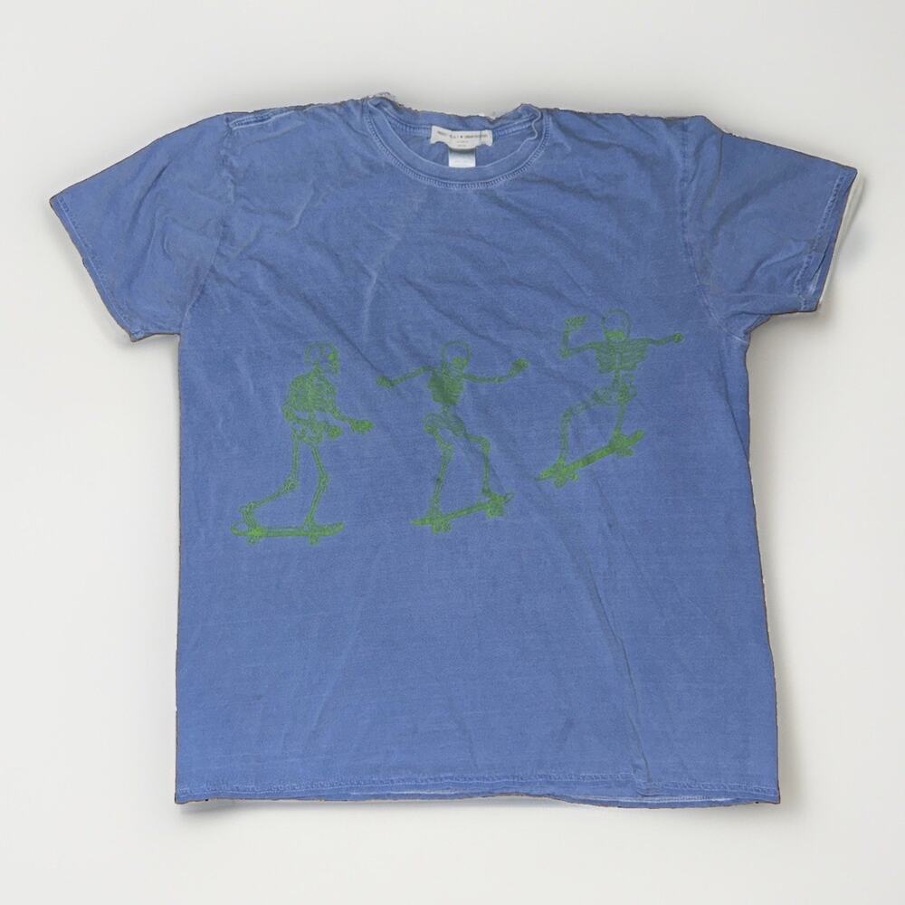 Urbane Outfitters Paper Thin Skeleton Graphic T-Shirt Blue 22x25